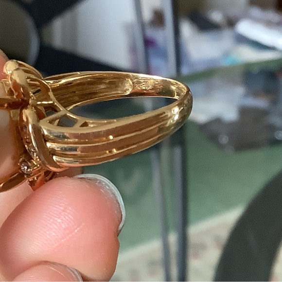 Sold❗️❗️❗️18K Solid Gold Ring with Authentic Pearl with Natural Diamond - Picture 3 of 12